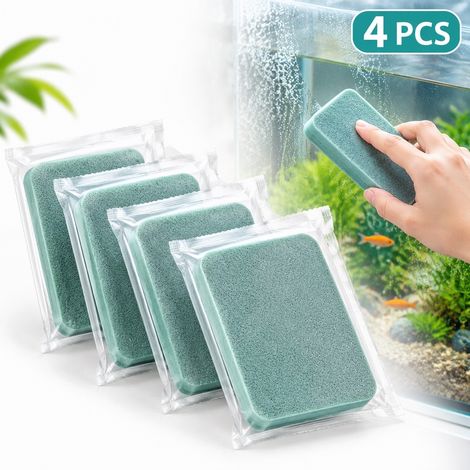 4 Pièces, Couleur Verte, Éponges de Nettoyage pour Verre D'Aquarium en Maille, pour Maison, Bureau (1/5)