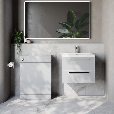 Napoli 390 Cento Gloss Grey Pearl 1200mm Wall Mounted 2 Drawer Vanity Unit and Toilet Suite with Glide Basin - 1200mm - Chrome 320mm HandleWithout Kingston Toilet Pan