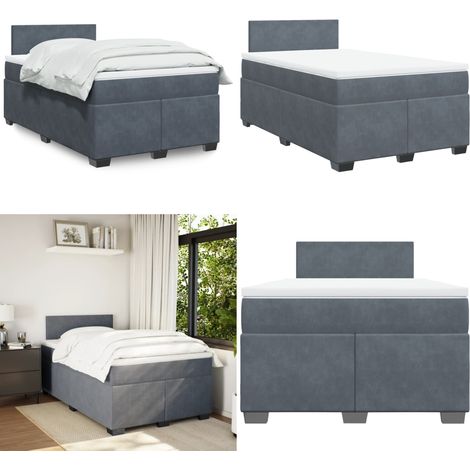 Boxspringbett mit Matratze Dunkelgrau 120x200 cm Samt - Samtbett - Boxspringbett - Doppelbett - Bettsofa - Schlafsystem - Home & Living