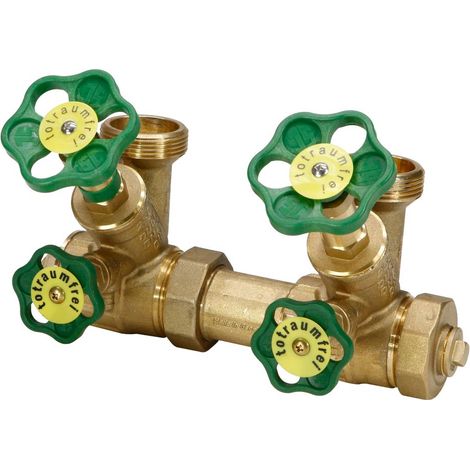 Schlösser ATV-Verteiler mit nichtsteigender Spindel, 2-fach, DN 25, Eingang 1 1/4", oberer Ausgang 1 1/2"