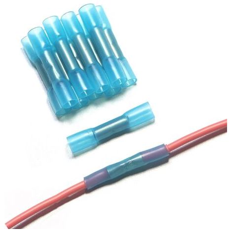 20 Pcs Cosse Thermoretractable 1.25,Connecteur Gaine,Raccord Electrique(16–22 AWG) Domino Etanche, Cable Robot Tondeuse,Automobile-bleu, Twist, Cuivre (1/4)