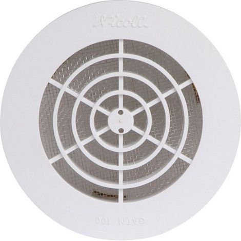 Nicoll – Grille d'aération intérieure Ø140 avec moustiquaire – Adaptable sur tubes PVC – Pose à clipser – Surface de passage 93 cm²