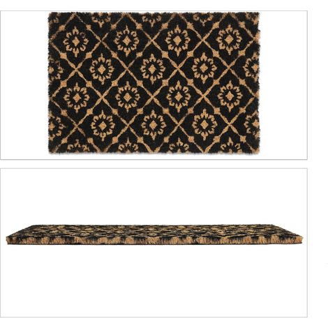 Felpudo decorativo antideslizante geométrico 60 x 40 x 1 cm de coco negro 130011390 (1/5)