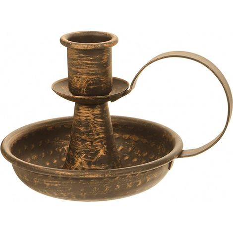 Bougeoir Style Ancien en Métal Forgé avec Anse Support De Bougie Pilier Et Chauffe-Plat pour Décoration De Table Centre De Table Champêtre pour Mariage Et Fête 6X4X4 Pouces (1/5)