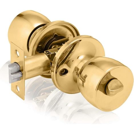 Polished Brass Tulip Privacy Knob Set - Interior Door Lock with Turn Locking Mechanism (1/5)