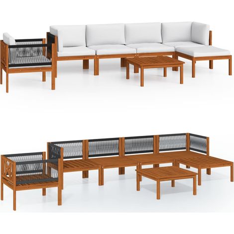 Maison Exclusive - 7-tlg. Garten-Lounge-Set mit Kissen Cremefarbe