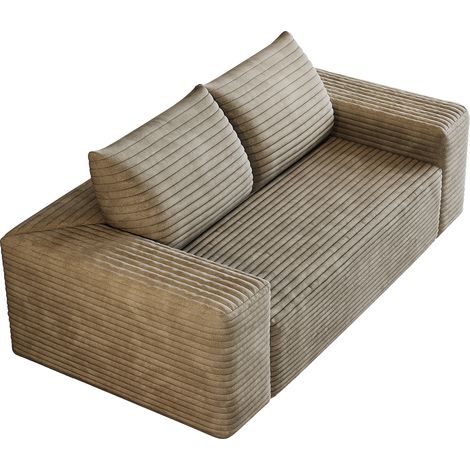 Gerades Modulares Sofa aus Cord, Ohne Montage, Breite Sitzfläche, Stoff, Camel (1/5)