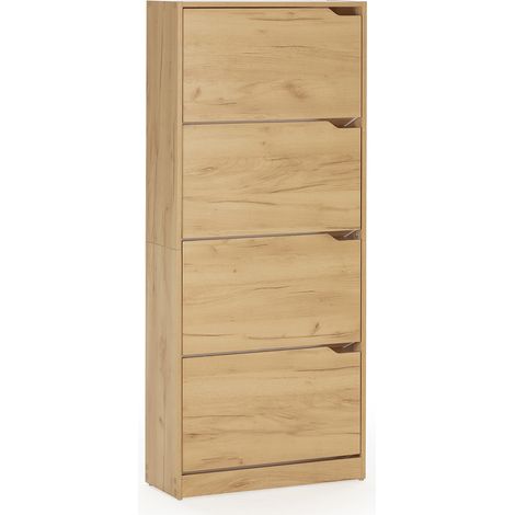 Mueble Zapatero Ángel 4 Puertas Color Roble Claro, para 24 Pares (1/5)
