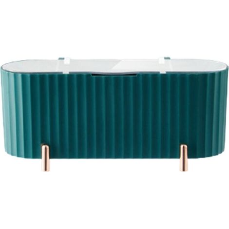 Schreibtisch-Make-up-Organizer, Wattepad-Halter mit transparentem Deckel, Wattestäbchenbehälter, grün (1/5)
