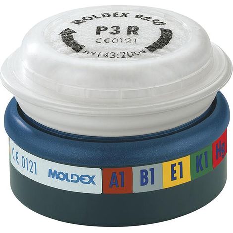 Moldex Kombifilter A1B1E1K1Hg P3 RD, für Serie 7000 + 9000, EasyLock, organische Gase, anorganische Gase, Saure Gase, Ammoniak, Schwefeldioxid, Quecksilber und Partikel 6 Stk (1/2)