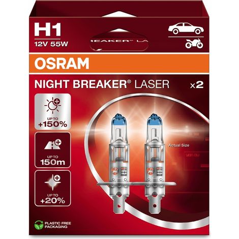 12V Night Breaker Laser - H1 - 55W - P14,5s - 2 pz  - Scatola Plast. (1/5)