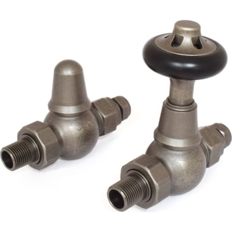 West Commodore Traditional Straight Manual Radiator Valve and Lockshield - Pewter (1/5)