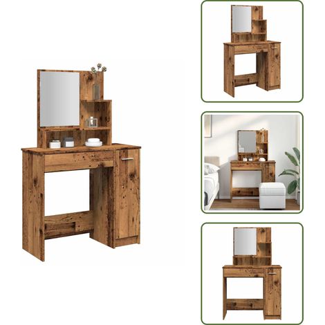 Schminktisch mit Spiegel Altholz-Optik 86,5x35x136 cm - Schminktisch - Schminktische - Kosmetiktisch - Frisiertisch (1/5)