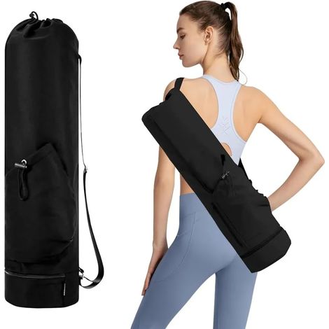 Sac de yoga Yotutun, sac pour tapis de yoga avec bandoulière réglable, grand compartiment humide et poche pour bouteille, imperméable pour tapis de Pilates et de yoga (1/5)