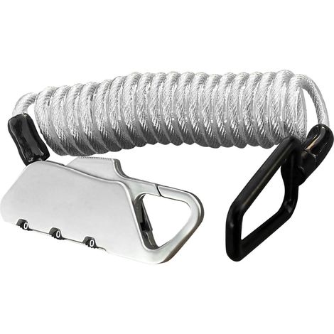 Antivol à câble télescopique K2N pour casque, bagages et vélo, code modifiable, couleur argent. (1/5)
