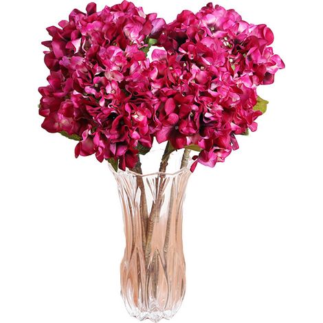 Bouquet D Hortensias Artificiels En Soie Rose Foncé Pour Décoration De Mariage Et Maison Lot De 1 (1/2)