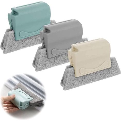 Juego de 3 cepillos: Cepillo de fregar, Cepillo para limpiar ranuras de ventanas, Cepillo de limpieza, Mini cepillo pequeño, 2 en 1, Ranura, Para ventanas, puertas, Limpieza de todos los rincones (1/5)