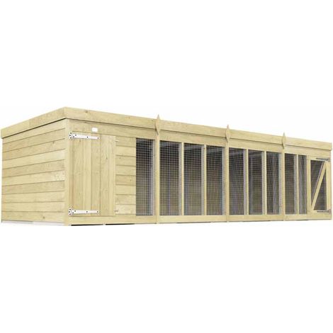 16ft x 4ft Dog Kennel and Run - Wood - L127 x W474 x H127 cm
