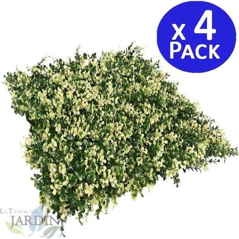 4 Stück Vertikaler Garten Flavo 50x50 cm (1x1m)  Künstliche Pflanze  Wanddekoration für Innen- und Außenbereiche