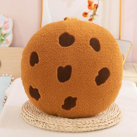 Round and fun floor cushion with cookie pattern, for patio, car seat, living room, sofa (30 cm)