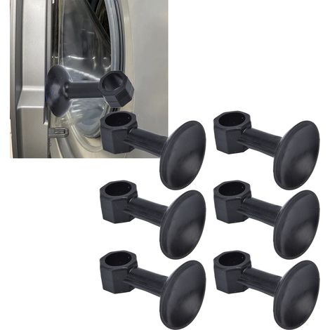 Stopper de Porte pour Machine à Laver, Caleur de Porte, 10x Coins Arrondis en Caoutchouc Souple avec Ventouse, 6x4cm Noir pour Sécher l'Intérieur (1/5)
