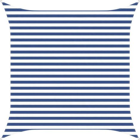Voile d'ombrage bleue et blanche, 3 x 3 mètres, 100% polyester Oxford. (1/5)