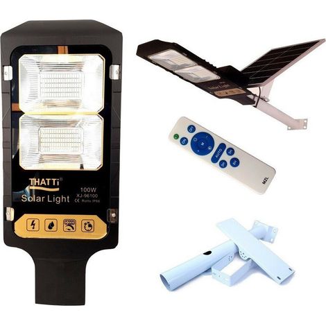 TrAdE Shop Traesio - Lampione Stradale Led 100 Watt Pannello Solare Con Staffa Telecomando Xj-96100 - (1/3)
