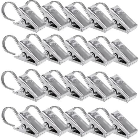 Packung mit 20 Edelstahl-Vorhangclips, ideal für Wohnmobilmarkisen, Fotos und Partydekorationen.