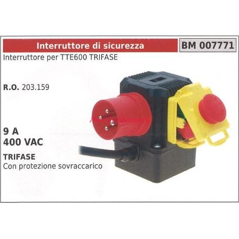 Sicherheitsschalter für Holzspalter TTE600 THREE-PHASE 9A 400VAC 007771