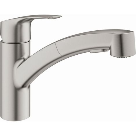 GROHE 30406DC0 Miscelatore monocomando per lavello cucina con doccetta estraibile - Inox (1/2)