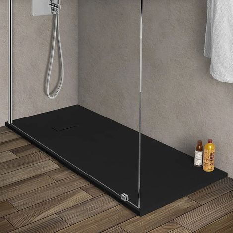 Piatto doccia 80x170 in resina nero effetto pietra riducibile Agorà (1/5)