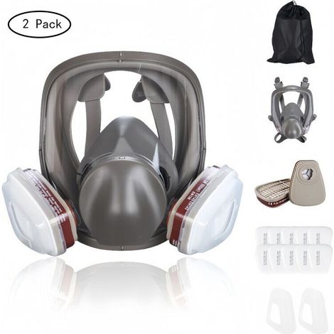 16 en 1Masque à gaz antibuée, respirateur facial intégral, respirateur de pulvérisation de peinture industrielle, filtre de travail de sécurité, protection contre le formaldéhyde(2 pack) (1/5)