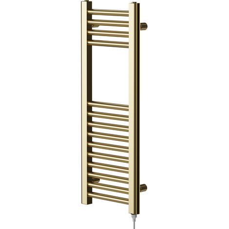 Colore Brushed Brass 800mm x 300mm Straight Electric Heated Towel Rail (1/5)