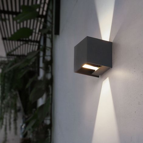 Außenwandleuchte anthrazit Fassadenleuchte LED Gartenleuchte Haustürlampe Aluminium, Lichtkegel verstellbar, 3W 290lm warmweiß, BxH 10x10 cm