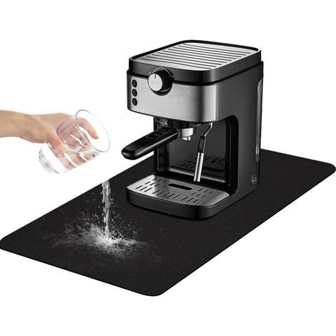 Tapis Vaisselle Absorbant, Tapis Egouttoir Vaisselle, 60 x 40 cm, Tapis d'égouttement pour Machine à Café, Tapis Evier Cuisine Tapis d'égouttement pour Machine à Café, Cuisine, évier (Noir) (1/4)