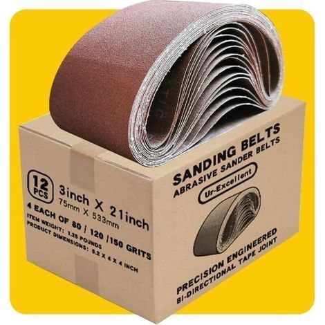 Bande Abrasive 915x 100mm Bande de Ponceuse - Ensemble de Bandes Abrasives Mixte pour Ponceuses à Bande, Idéale pour le Bois(12 pièces) (1/5)