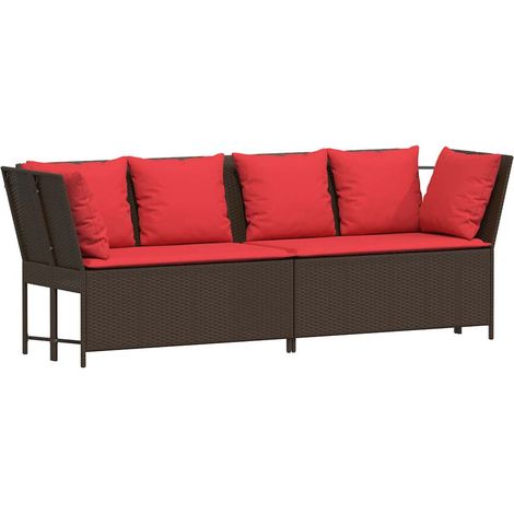 Maison Exclusive - Gartensofa mit Kissen Braun Poly Rattan