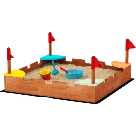 AIYAPLAY Sabbionaia per Bambini a Forma di Castello in Legno Multicolore