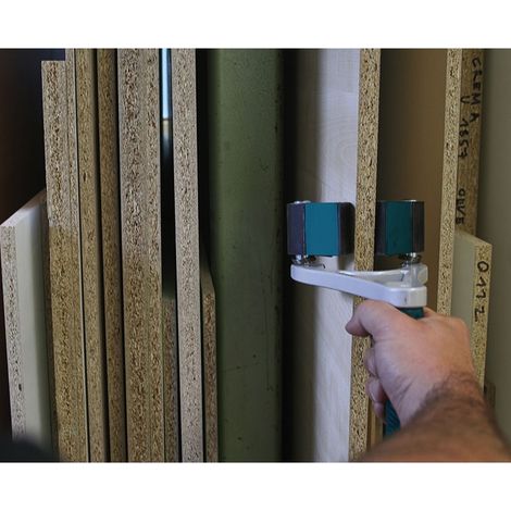 Virutex – Poignée de transport ergonomique en aluminium – Antidérapante – Pour panneaux bois, métal et PVC – 3 fonctions : tirer, porter, soulever