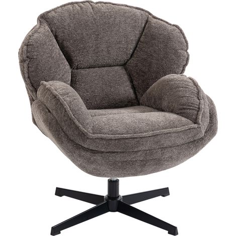 HOMCOM Accent Chair with Swivel for Living Room Grey