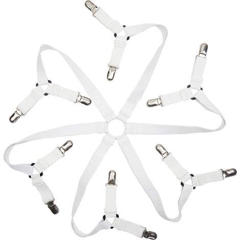 Tendeur De Drap - 6 Points - Réglable - Pour Lit Simple Double King - Fixation Sécurisée Des Draps - Lot De 4 (1/5)