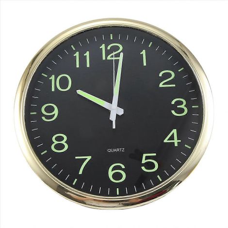 Horloge murale ronde lumineuse de 30 cm (12 pouces) - Dorée (1/5)
