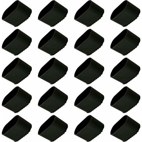 Stuhlbeinkappe, 20 Stück, Stuhlbeinschutz, Bodenschutz, Beinkappen, Stuhlbein aus Kunststoff, Bodenschutz, 40 x 20 mm, Schutzkappe für ovale Rohre, Rohrkappen für Gartenstühle