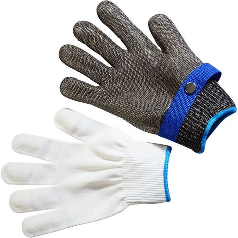 2er-Pack Arbeitshandschuhe, schnitt- und kratzfest, mit verstellbarer Schnalle, Sicherheitshandschuhe zum Schutz der Hände, 23,5 cm / 9,3 Zoll, Grau (1/5)