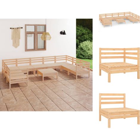 Gartenmöbel-Sets - Living 10-tlg. Garten-Lounge-Set Massivholz Kiefer (1/5)