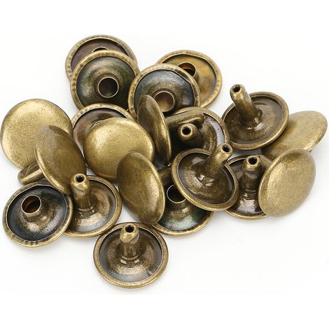 200 Rivets à Double Capsule Rondes Clous Boutons pour Jeans Cuir Chaussures Sacs Vêtements 12x10mm Bronze (1/5)