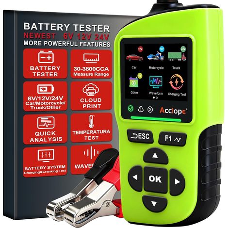 BT90 PRO CCA 30-3800 Testeur de Batterie,Compatibilité 6V/12V/24V, AGM/EFB/GEL/LiFePO4, 2–360Ah, Test Système Start-Stop et Démarrage, Impression Cloud, SOH/SOC/Tension/Rés, SAE/EN/IEC/CA/MCA (1/5)
