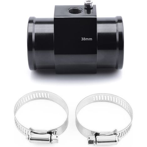 Anschlussrohr für Wassertemperaturanzeige aus Aluminium, schwarz, 38 mm