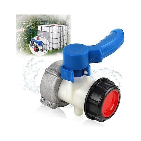 (75 × 75 × 131) Robinet pour réservoir 1000 l, adaptateur DN50 (75 mm), raccord pour cuve IBC, adaptateur alimentaire, robinet pour réservoir, connecteur pour cuve IBC, raccord papillon pour cuve IBC (1/5)