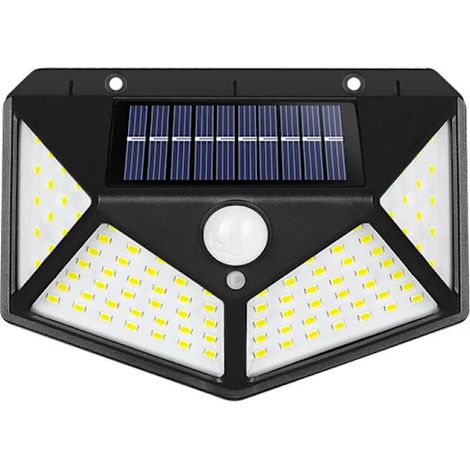 Applique solaire murale pour la maison avec 100 LED, détecteur de mouvement, pour l'extérieur et le jardin, panneau solaire rechargeable, pour l'intérieur et l'extérieur-AquaForge (1/4)